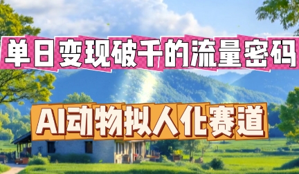 单日变现破k的流量密码，AI动物拟人化赛道-知源网创