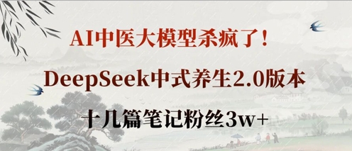 AI中医大模型杀疯了！DeepSeek中式养生2.0版本，十几篇笔记粉丝3w+-知源网创
