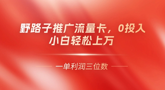 0门槛推广流量卡，一单收益上百，0投入，小白月入过W-知源网创