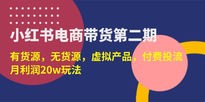 （14186期）小红书电商带货第二期，有货源，无货源，虚拟产品，付费投流，月利润20w-知源网创