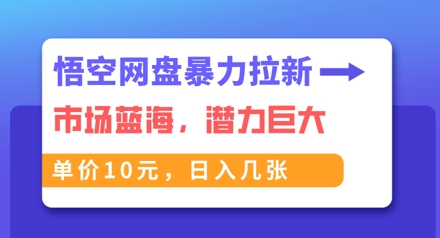 悟空网盘暴力拉新：一单10元，市场空白，日入几张-知源网创