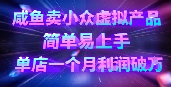 咸鱼卖小众虚拟产品，简单易上手，单店一个月利润破W-知源网创